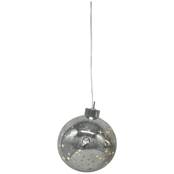 LED KugelHänger Lumière, silber, Glas, 10x10x9,5 cm
