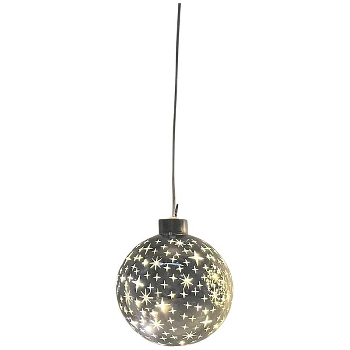 LED KugelHänger Lumière, silber, Glas, 10x10x9,5 cm