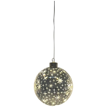 LED KugelHänger Lumière, silber, Glas, 12x12x11,5 cm