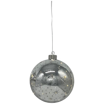 LED KugelHänger Lumière, silber, Glas, 15x15x14,5 cm