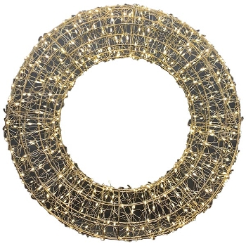 LED KranzHänger Lumière, gold, Metall, 50x11x50 cm+500L