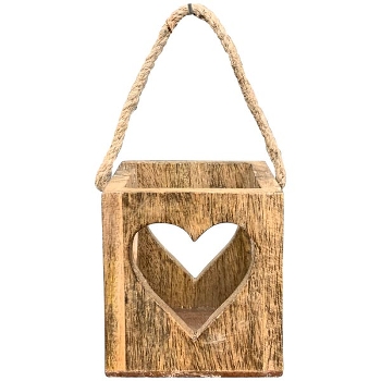 Laterne Dost, Holz/Glas, 10x10x10 cm