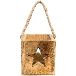 Laterne Dost, Holz/Glas, 10x10x10 cm
