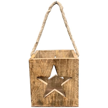 Laterne Dost, Holz/Glas, 14x14x14 cm