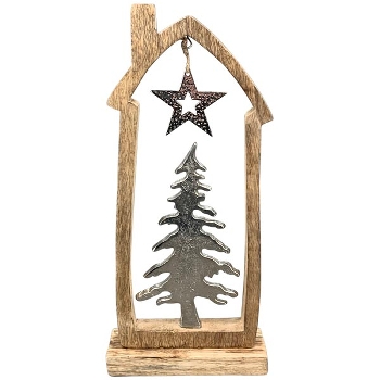 Haus Puri, Holz, 15x5x34 cm