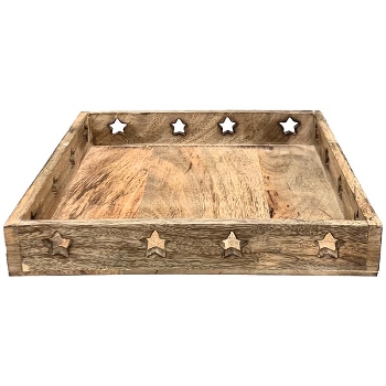 Tablett Dost, natur, Holz, 33x4,5x33 cm