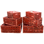 Kisten Set/3 Bloom, rot, Holz, 38x26x14 cm