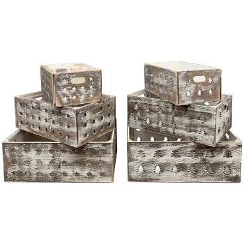 KistenSet/3 Bloom, weiß, Holz, 28x17x11 cm, 34x21x13 cm