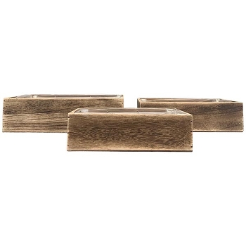 Kisten Set/3 Bloom, braun, Holz, 24x14x7 cm, 28x18x8 cm