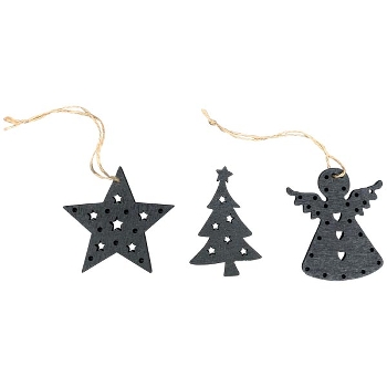 XmasHänger Bloom, schwarz, Holz, 7x0,5x7 cm, ,6x0,5x7 cm