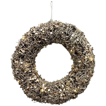 LED Kranz Lumière, braun, Rattan/Metall, 30x7x30 cm