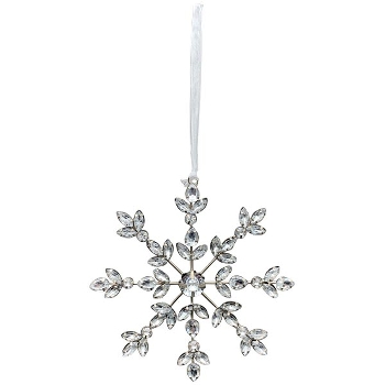 SchneeFlockenHänger GlinT, silber, Glasperlen/Metall, 15,2x0,5x15,5 cm