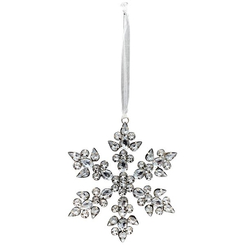 SchneeFlockenHänger GlinT, silber, Glasperlen/Metall, 10,5x0,5x13,6 cm
