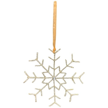 SchneeFlockenHänger GlinT, gold, Glasperlen/Metall, 15,5x0,4x15 cm