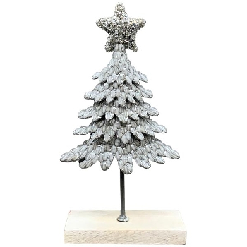 TannenBaum GlinT, silber/weiß, Acrylperlen/Metall, 23x8x40 cm