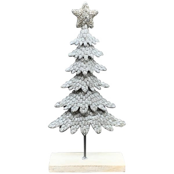 TannenBaum GlinT, silber/weiß, Acrylperlen/Metall, 16x8x30 cm