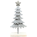 TannenBaum GlinT, silber/weiß, Acrylperlen/Metall, 16x8x30 cm