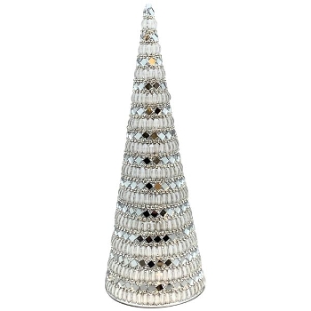 TannenBaum GlinT, silber/weiß, Acrylperlen/Metall, 13x13x40 cm