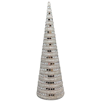 TannenBaum GlinT, silber/weiß, Acrylperlen/Metall, 10x10x30 cm