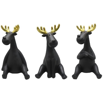 Rentier Lilian, schwarz/gold, Keramik, 12,2x12,1x19,9 cm