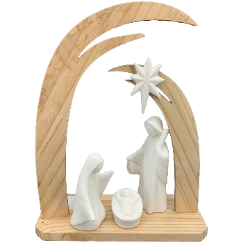 LED Krippe Chrissie, Dolomite/Holz, 21,5x8,5x29 cm