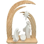 LED Krippe Chrissie, Dolomite/Holz, 21,5x8,5x29 cm