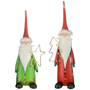 LED Santa ArtFerro, rot/grün, Metall, 24x11x61 cm, 22x10x67 cm
