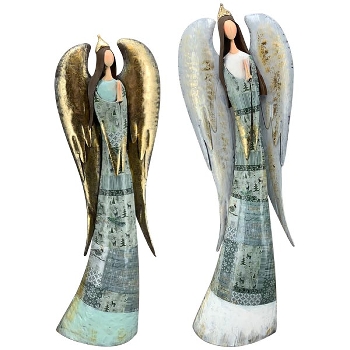 Engel ArtFerro, grau/mint, Metall, 20x6,5x53 cm, 25x8,5x62 cm