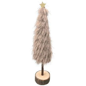 TannenBaum ArtificialNature, braun, Pelz/Holz, 10x10x37 cm