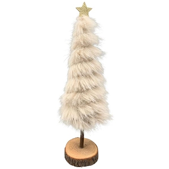TannenBaum ArtificialNature, beige, Pelz/Holz, 10x10x37 cm