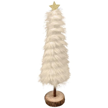 TannenBaum ArtificialNature, beige, Pelz/Holz, 11x11x44 cm