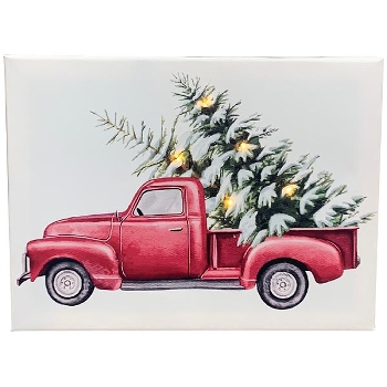 WeihnachtsautoLeinwand mit LED Dans, 40x30 cm