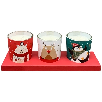 Kerzen Set/3 Lumière, Wachs/Glas, 5,5x5,5x6,5 cm