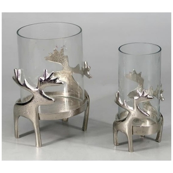 RentierWindLicht GROS, silber, Alu/Glas, 10x10x19 cm