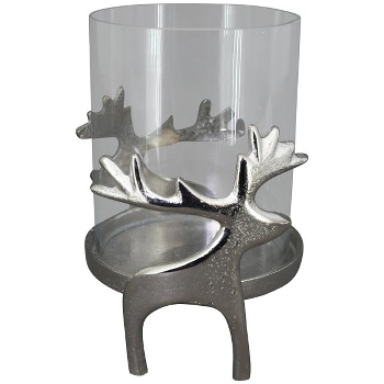 RentierWindlicht GROS, silber, Alu/Glas, 14x14x20 cm
