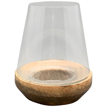 WindLicht Dost, Glas/Holz, 10x10x13 cm