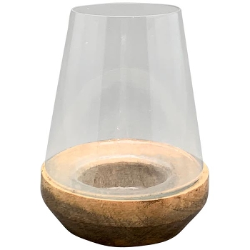 WindLicht Dost, Glas/Holz, 13x13x15 cm