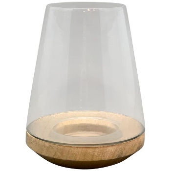 WindLicht Dost, Glas/Holz, 14x14x20 cm