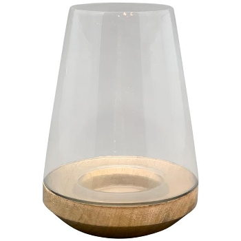 WindLicht Dost, Glas/Holz, 18x18x24 cm