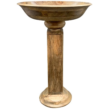 Säule mit Schale Dost, Holz, 55x30x80 cm