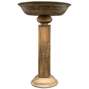 Säule mit Schale Dost, Holz, 55x30x80 cm