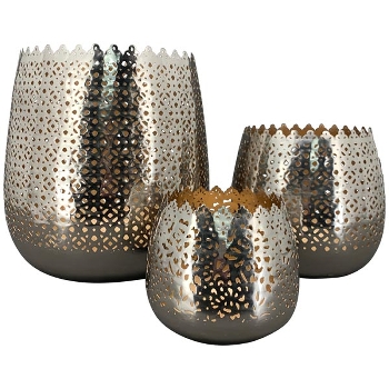 WindLichtSet/3 Aurum, Metall, 16x16x15 cm,