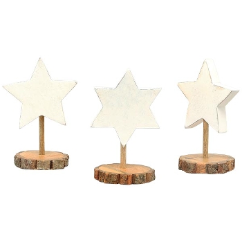 Stern Dost, weiß, Holz, 10x7,5x18 cm, 10x7,5x19,5 cm, 10x7,5x19,5 cm