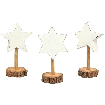 Stern Dost, weiß, Holz, 10x10,5x18 cm, 13x10,5x21 cm, 15x10,5x22 cm