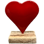 Herz EnameL, rot, Metall/Holz, 10,5x5x12 cm