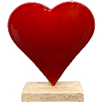 Herz EnameL, rot, Metall/Holz, 16x5x17 cm