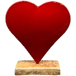 Herz EnameL, rot, Metall/Holz, 21x5x21,5 cm
