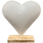 Herz EnameL, weiß, Metall/Holz, 21x5x21,5 cm