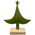 Baum EnameL, grün, Metall/Holz, 14x5x17 cm