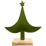 Baum EnameL, grün, Metall/Holz, 19x5x22 cm
